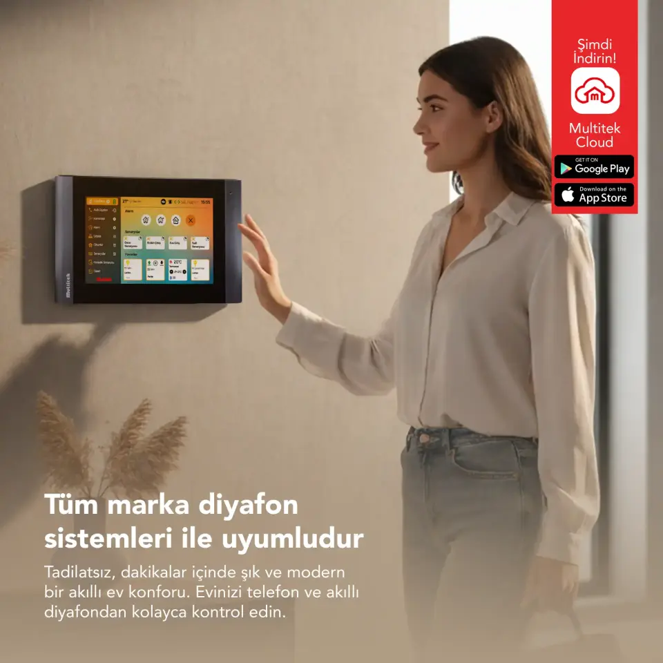 Akıllı Diyafon (7 İnç Dokunmatik Ekran, Kablo Değiştirmeden Kapı Çaldığında Anında Cebinde, Akıllı Ev, Alarm Özellikli)